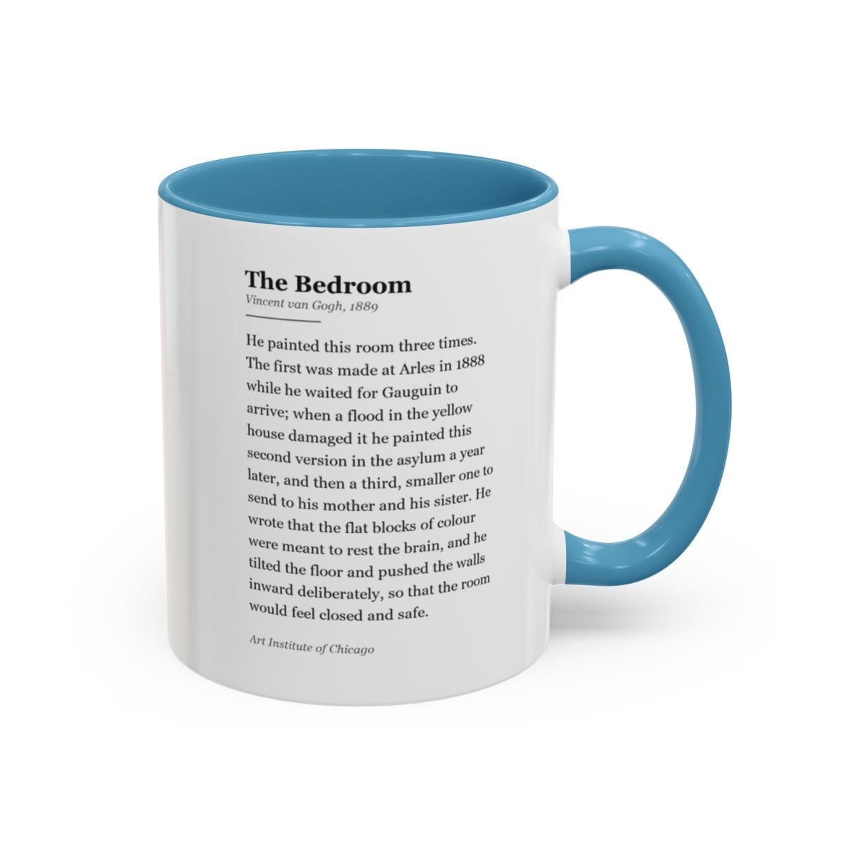 #31 The Bedroom mug — the story of the painting, on the face the drinker reads