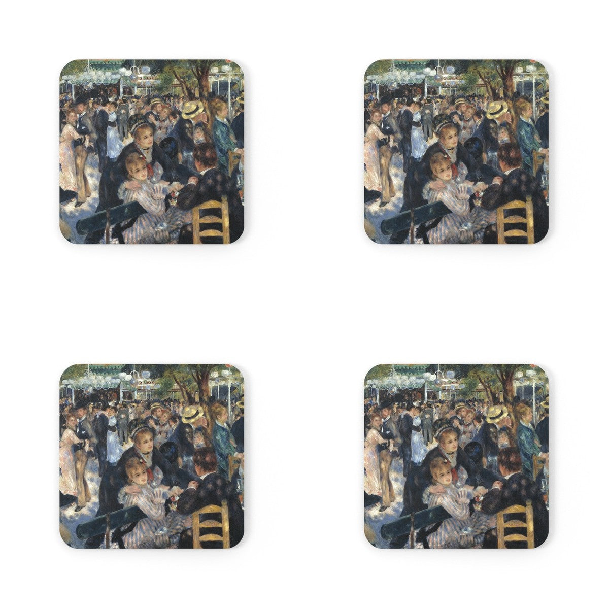 Four coasters printed with Bal du moulin de la Galette