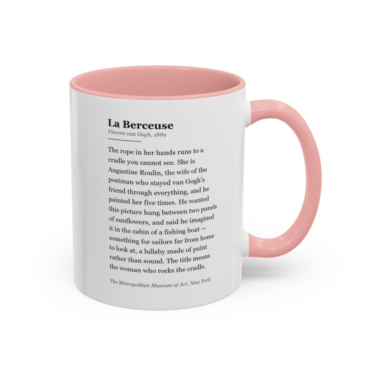 #53 La Berceuse mug — the story of the painting, on the face the drinker reads