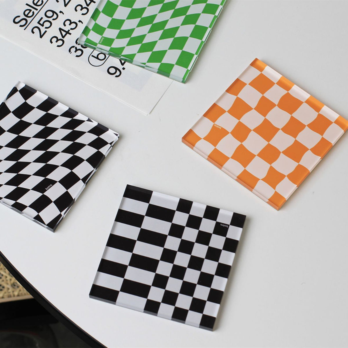 Acrylic checkerboard coaster, view 3