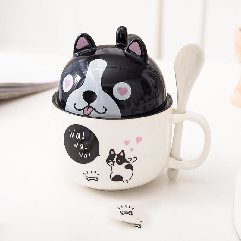 Cartoon mug with lid and spoon, view 3