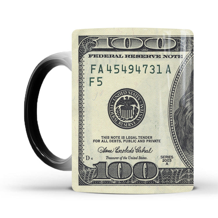 Colour-changing banknote mug, view 3