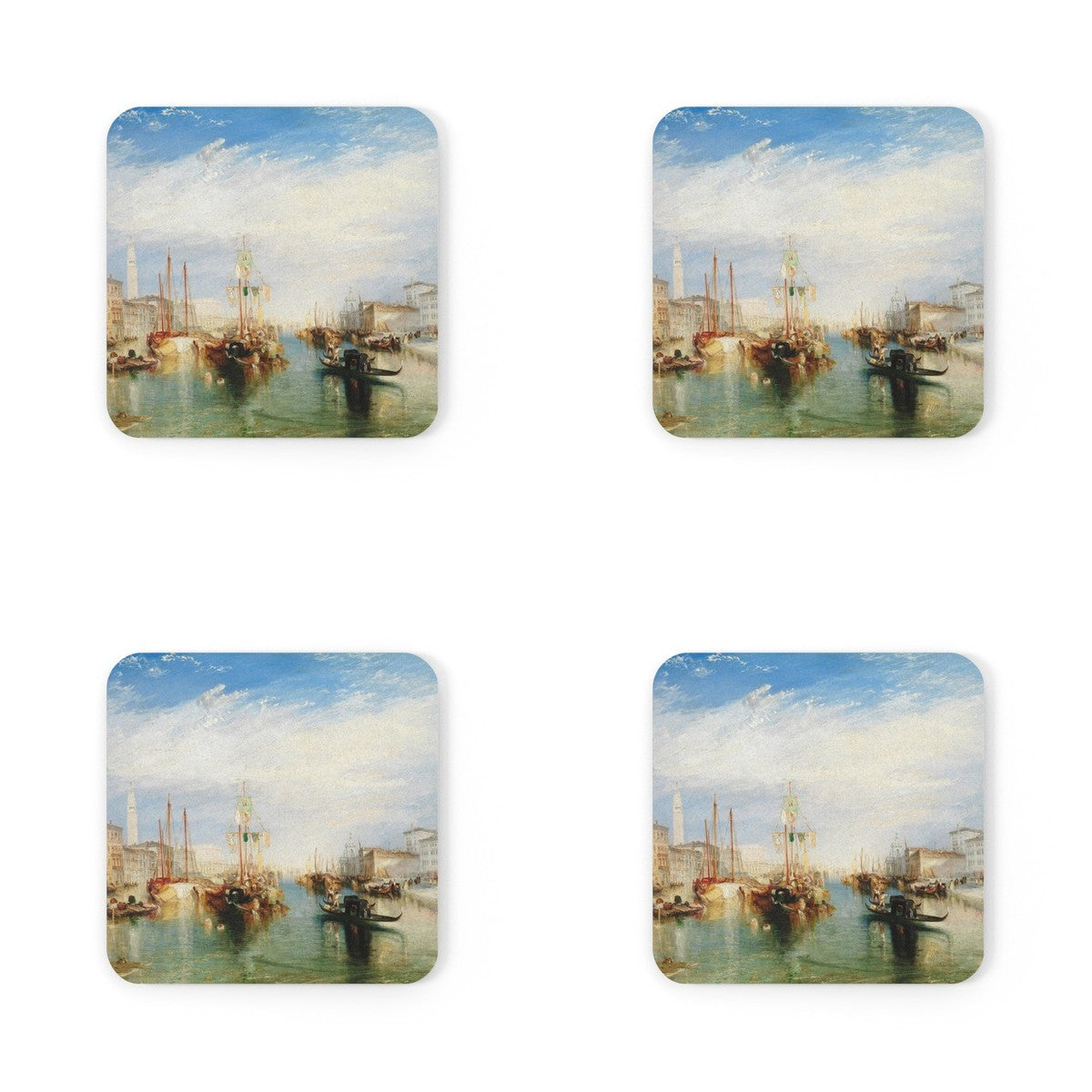 Four coasters printed with Venice, from the Porch of Madonna della Salute
