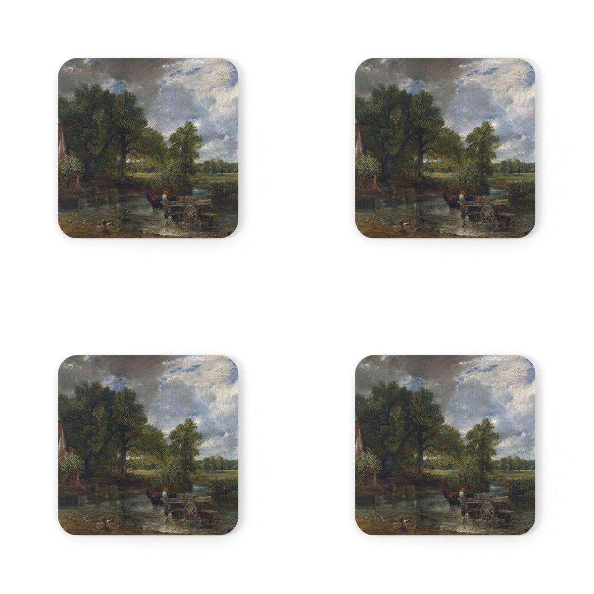 Four coasters printed with The Hay Wain