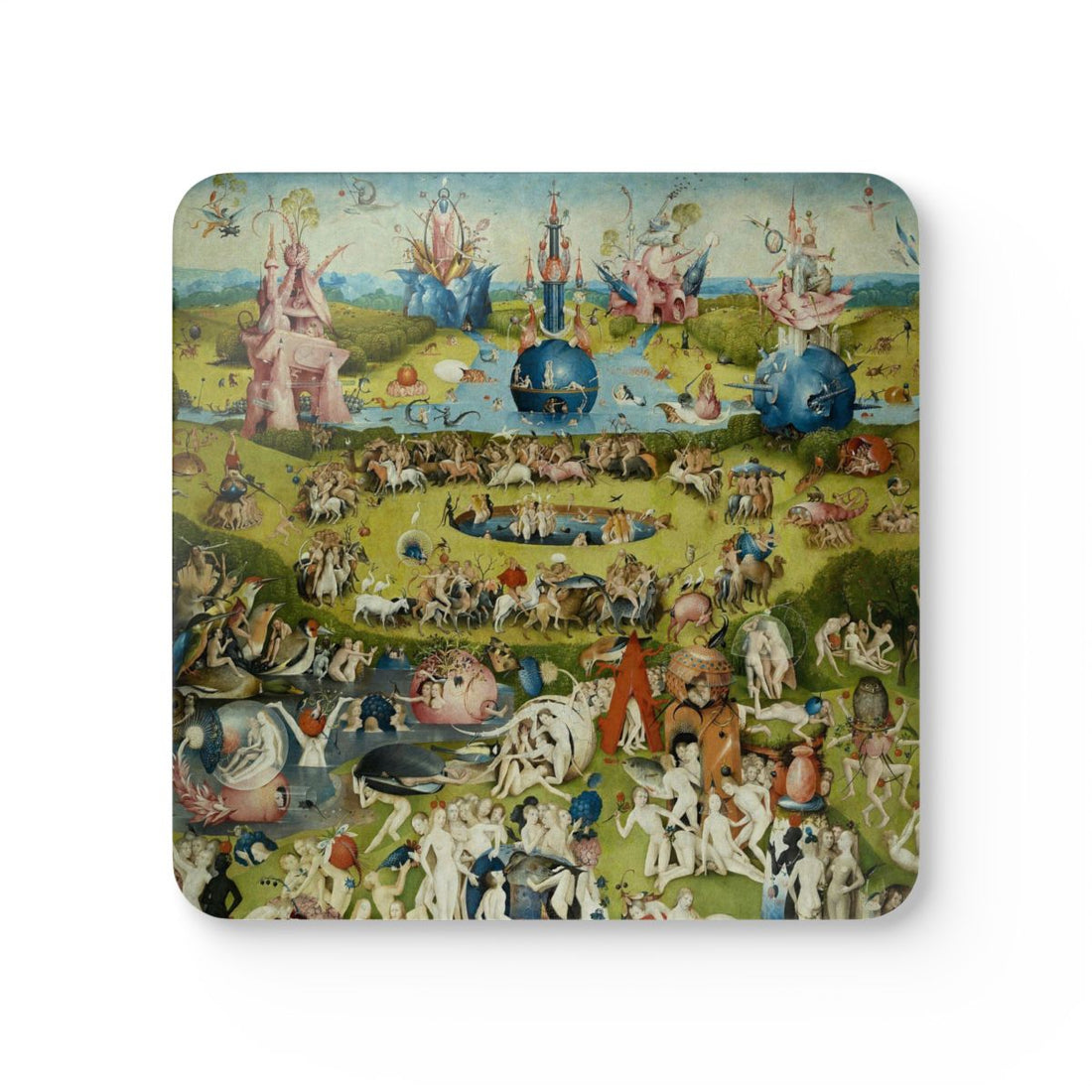The Garden of Earthly Delights printed on a Coaster Rizz coaster