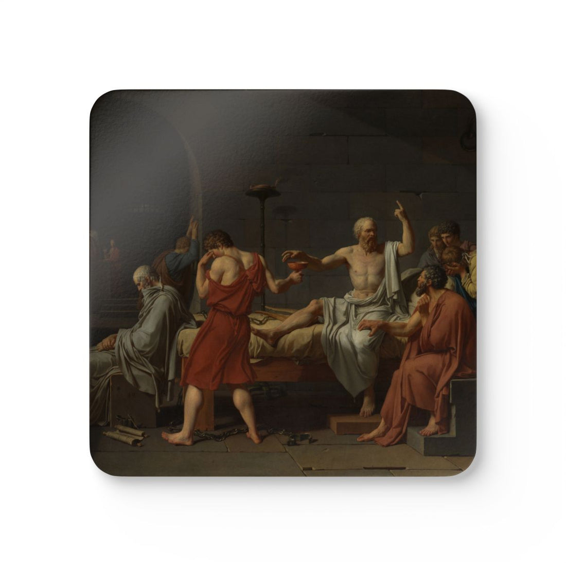 The Death of Socrates printed on a Coaster Rizz coaster