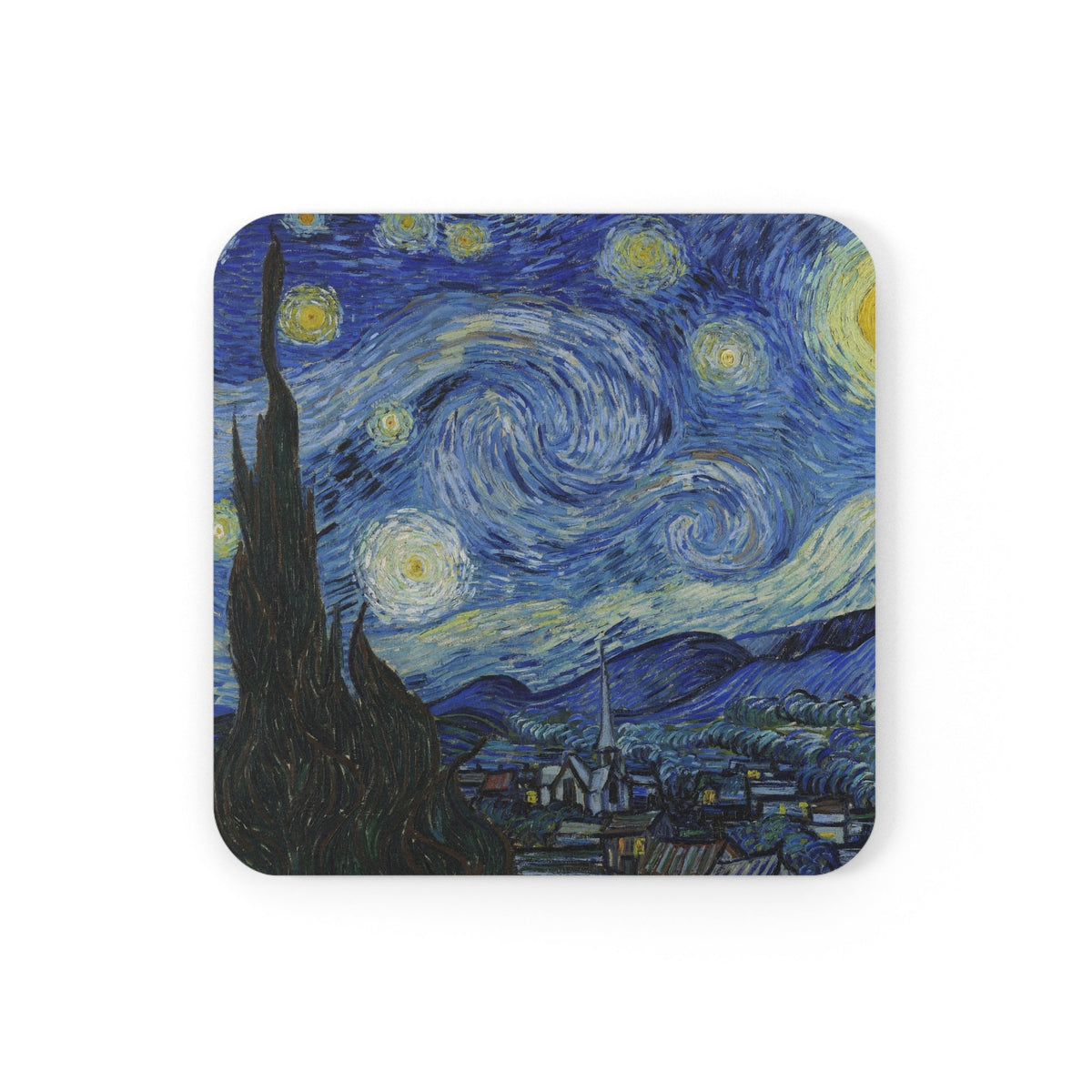 Coaster printed with Van Gogh's The Starry Night, from the Famous Paintings series