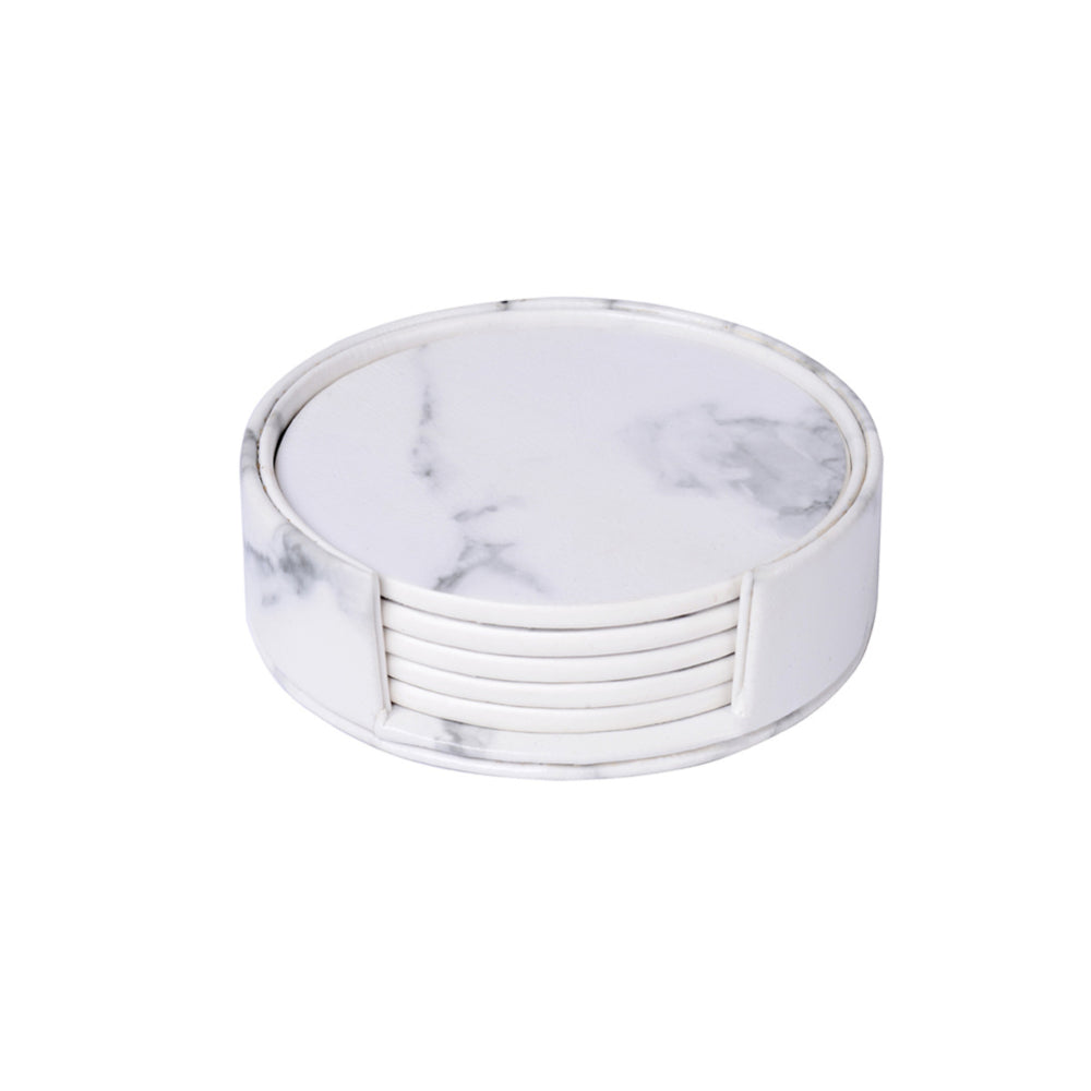 Marble Pattern Coaster Pu Double-sided Leather Bar, view 3