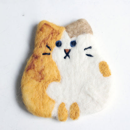 Wool felt kitten coaster, view 2