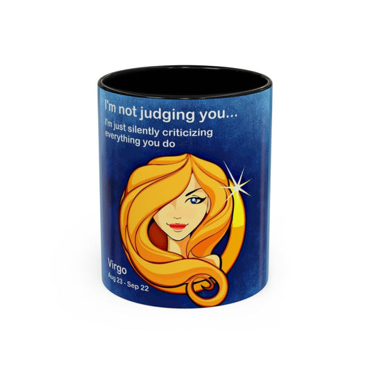 #10 Silently Virgo mug with a black interior, front view