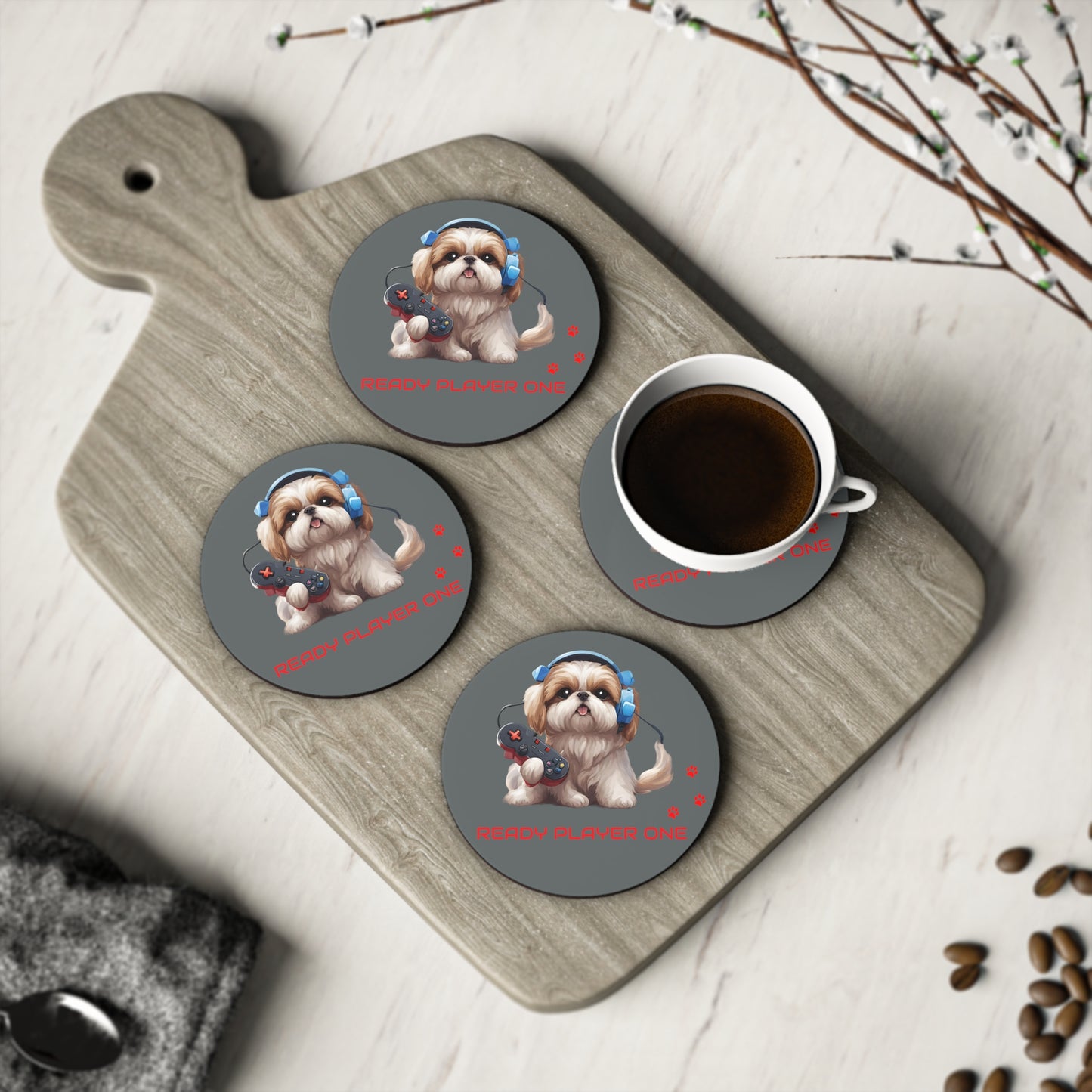 #18 Ready Player One *Round* Shih Tzu Coaster [SHIH TZU LOVERS THIS ONE IS FOR YOU!]