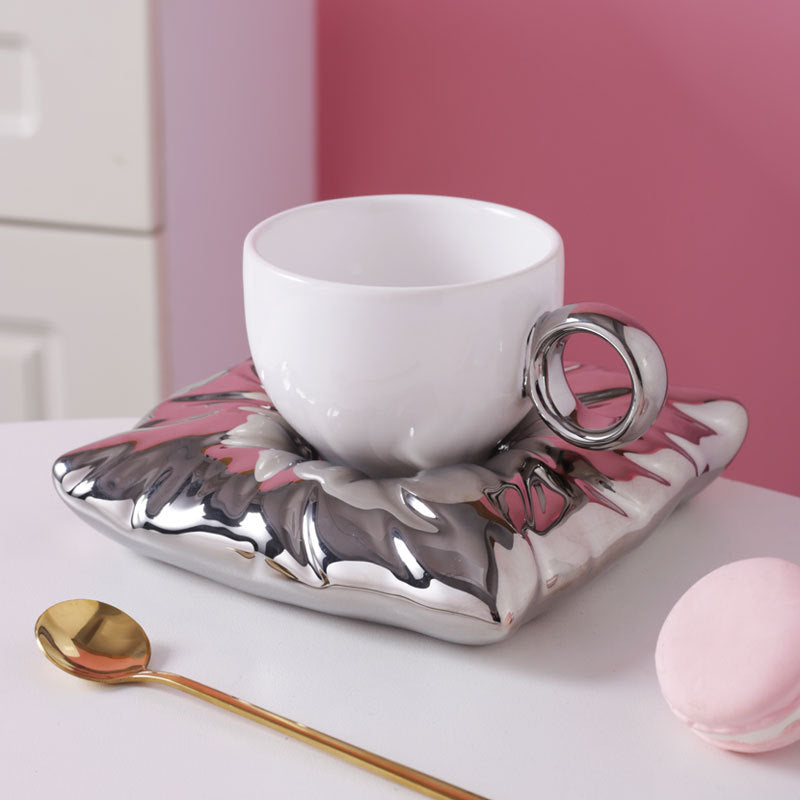 Nordic Ceramic Cup With Pillow Coaster Couple Coffee, view 2