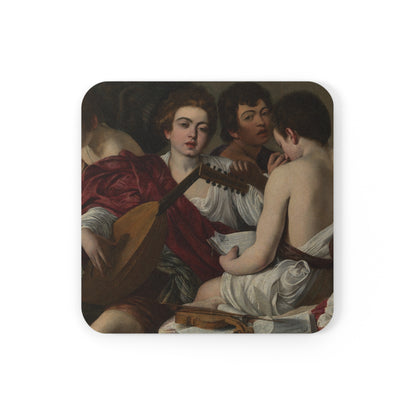 Cork-backed coaster printed with The Musicians