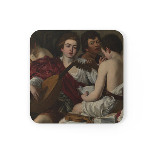 Cork-backed coaster printed with The Musicians