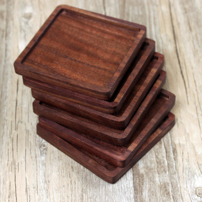 Black walnut square coaster