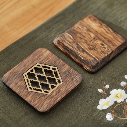 Carved wooden coaster