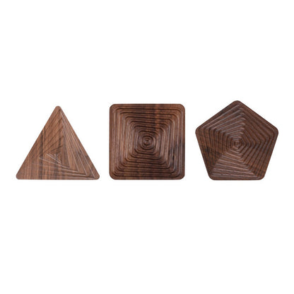 Black walnut geometric wood coaster, view 2