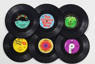Retro nostalgic vinyl record coaster, view 2