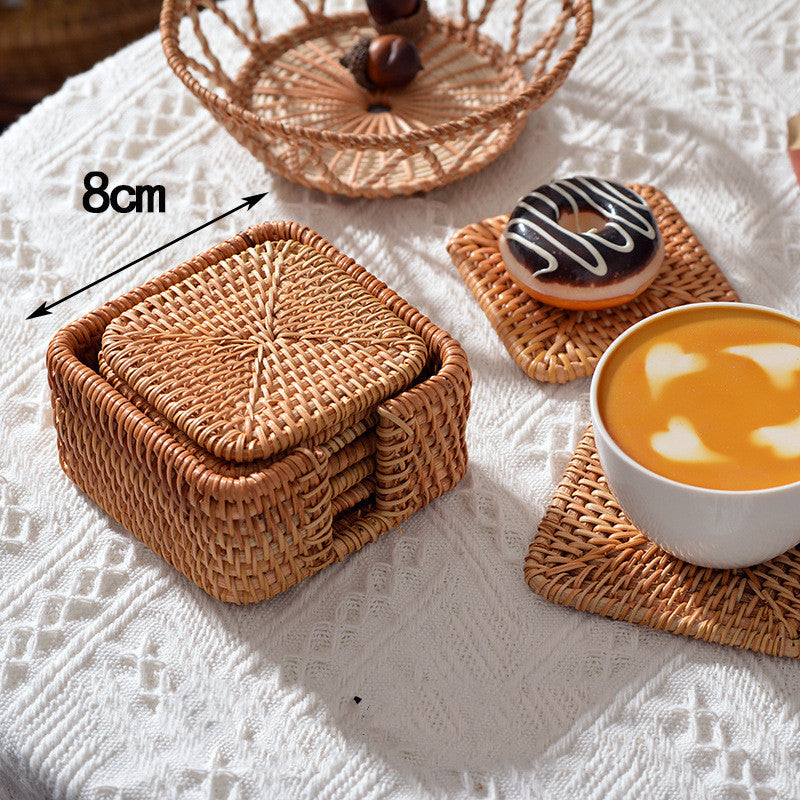 Vietnam rattan woven coaster, view 3