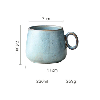 Retro kiln ceramic coffee cup, view 2