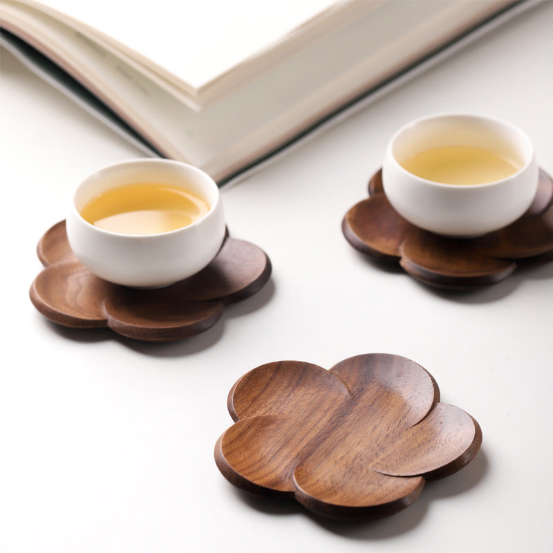 Black walnut petal coaster, view 2
