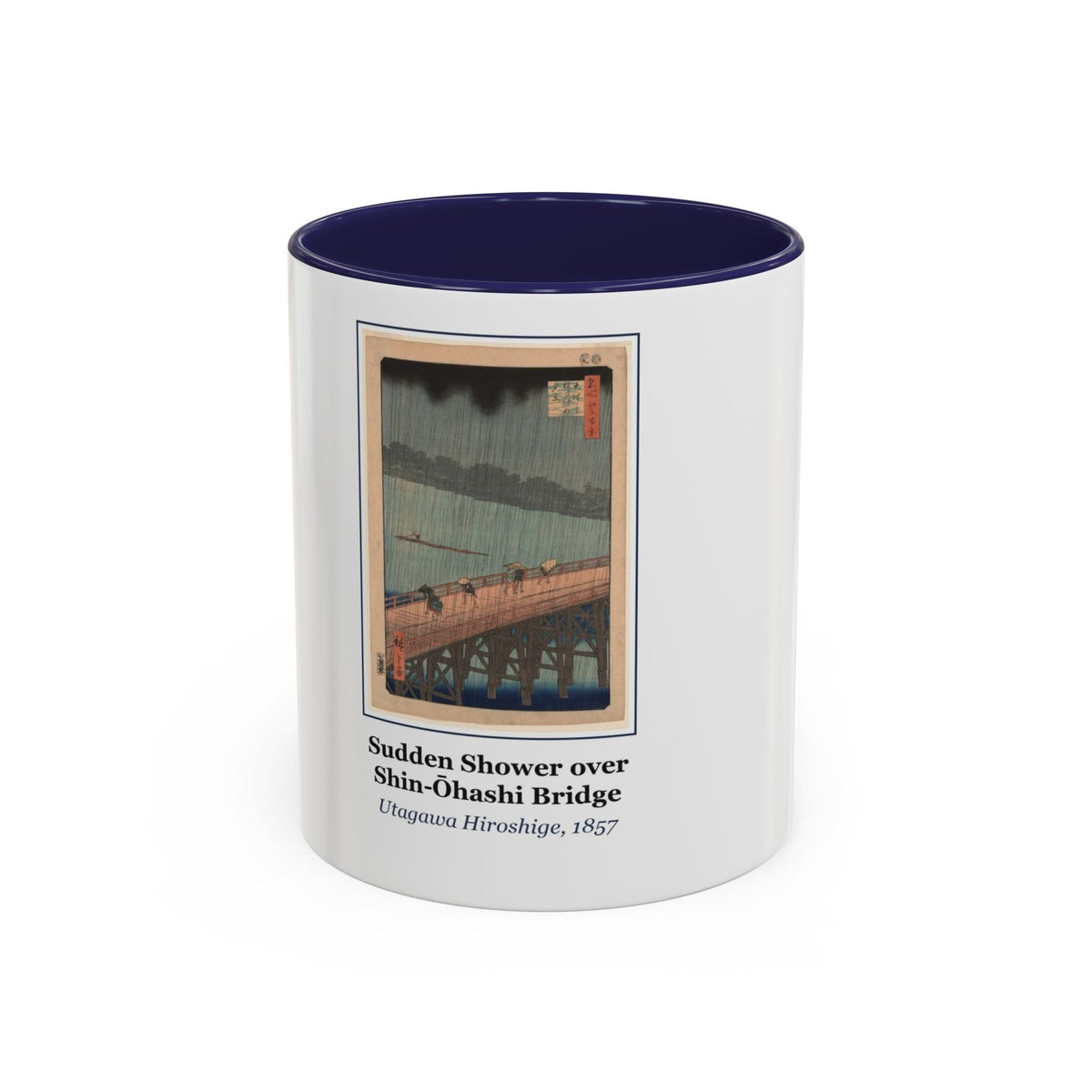 Mug printed with Sudden Shower over Shin-Ōhashi Bridge