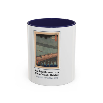 Mug printed with Sudden Shower over Shin-Ōhashi Bridge