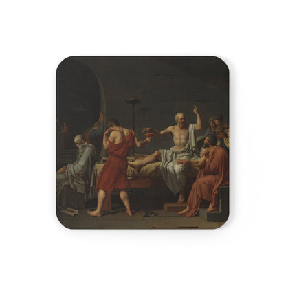 Cork-backed coaster printed with The Death of Socrates