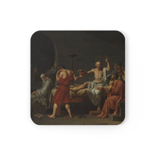 Cork-backed coaster printed with The Death of Socrates