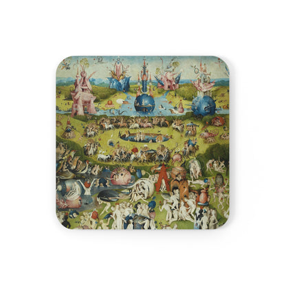 Cork-backed coaster printed with The Garden of Earthly Delights