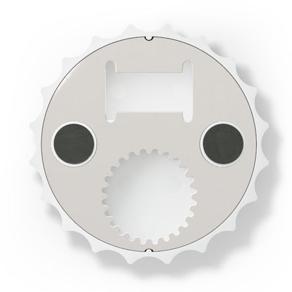 Back of the #1 Coaster Rizz Branded bottle opener, showing the opener and its two magnets