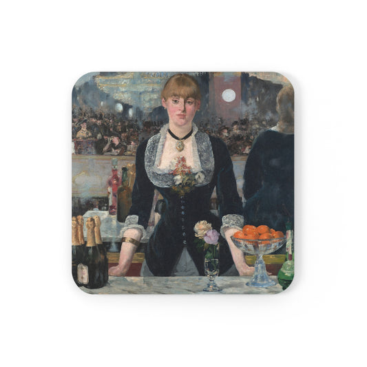 Cork-backed coaster printed with A Bar at the Folies-Bergère