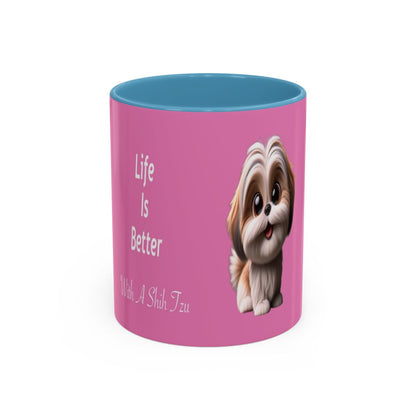 #2 Chuppi the Shih Tzu mug with a light blue interior, front view