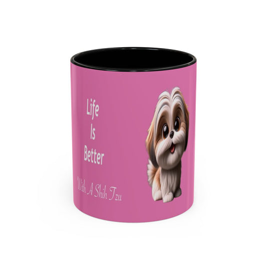 #2 Chuppi the Shih Tzu mug with a black interior, front view