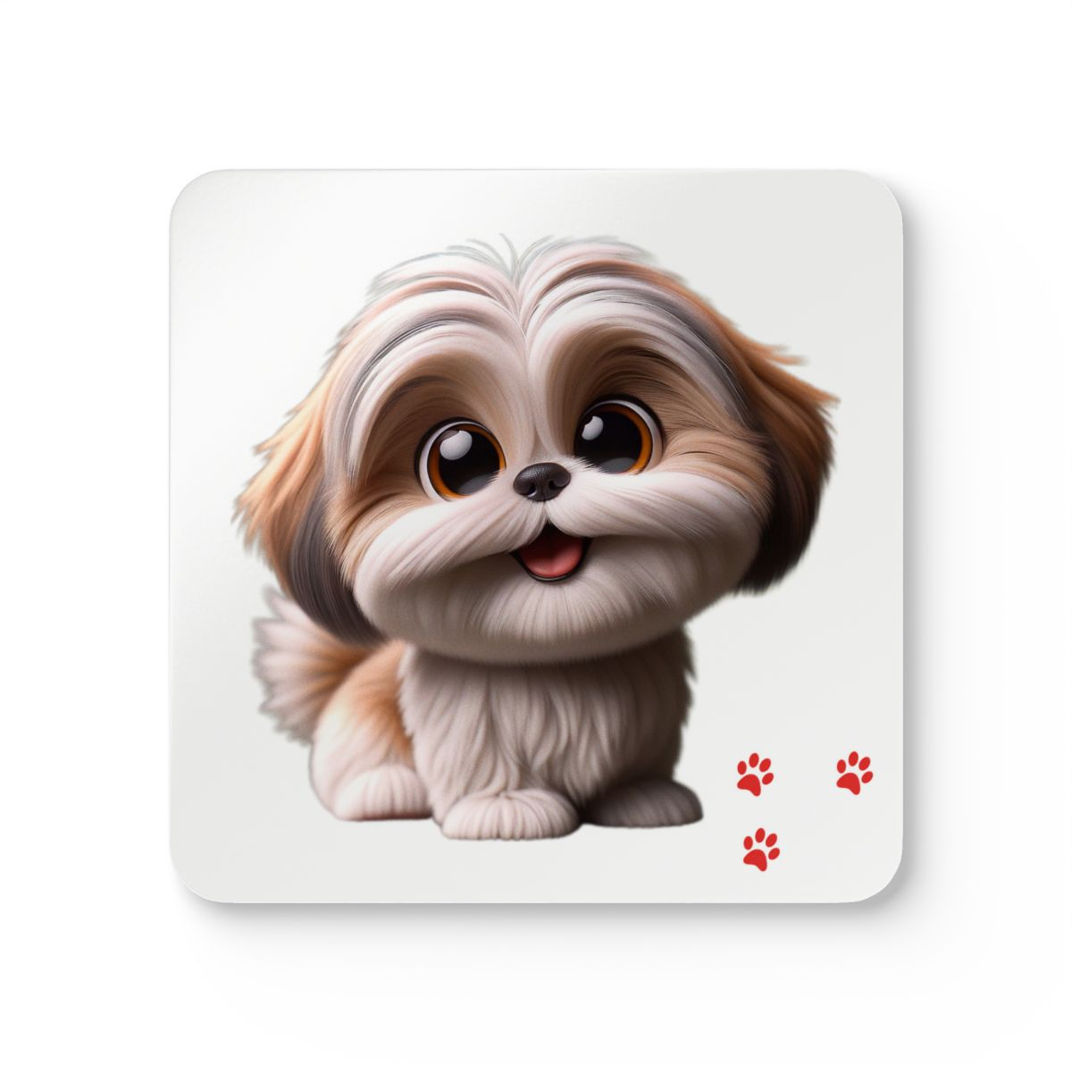 #2 Chuppi the Shih Tzu — one coaster from the set, face on