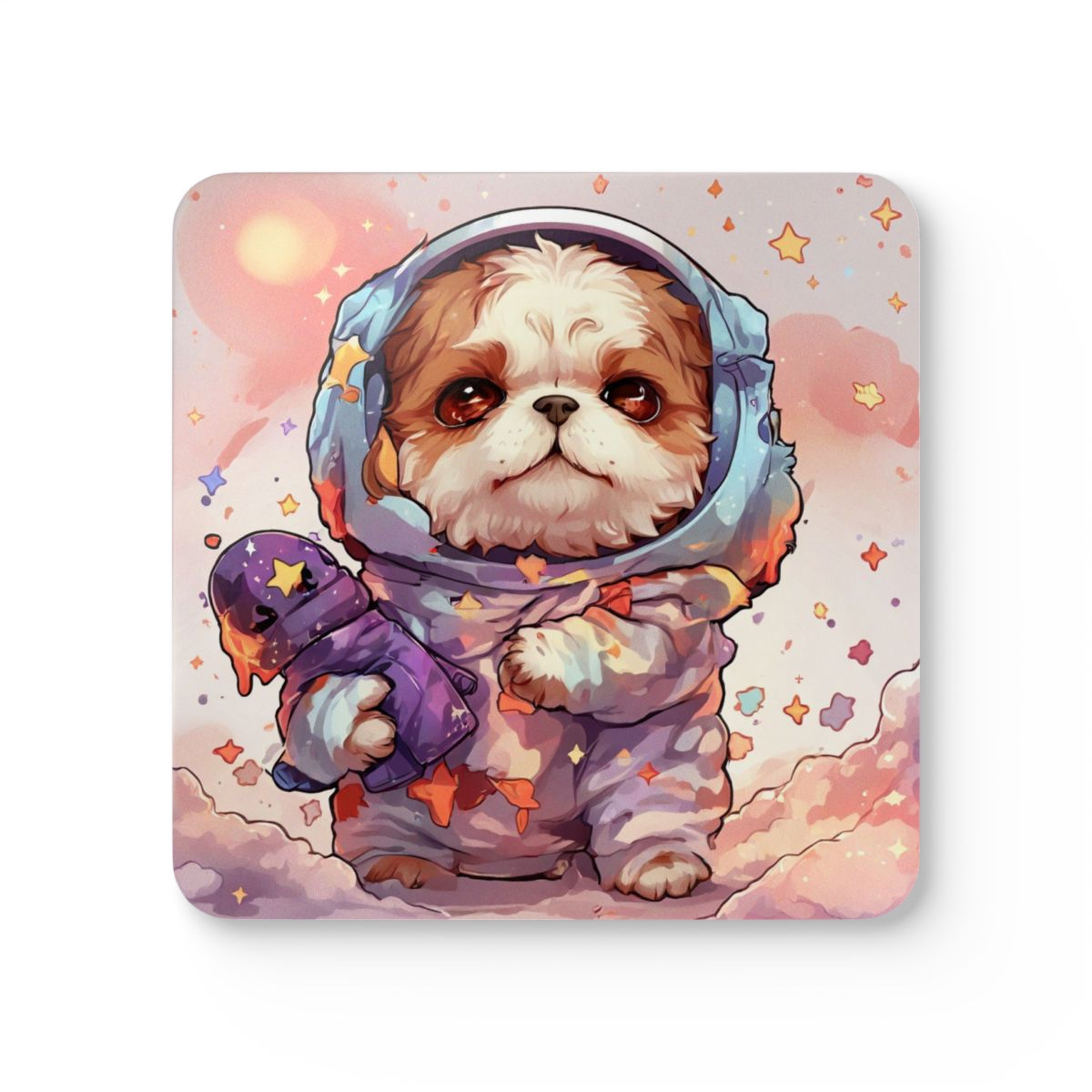 #20 Shih-Tzu-Naut — one coaster from the set, face on
