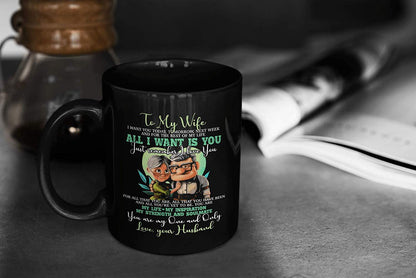 Black ceramic coffee mug
