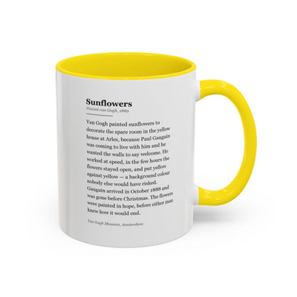 #23 Sunflowers mug — the story of the painting, on the face the drinker reads