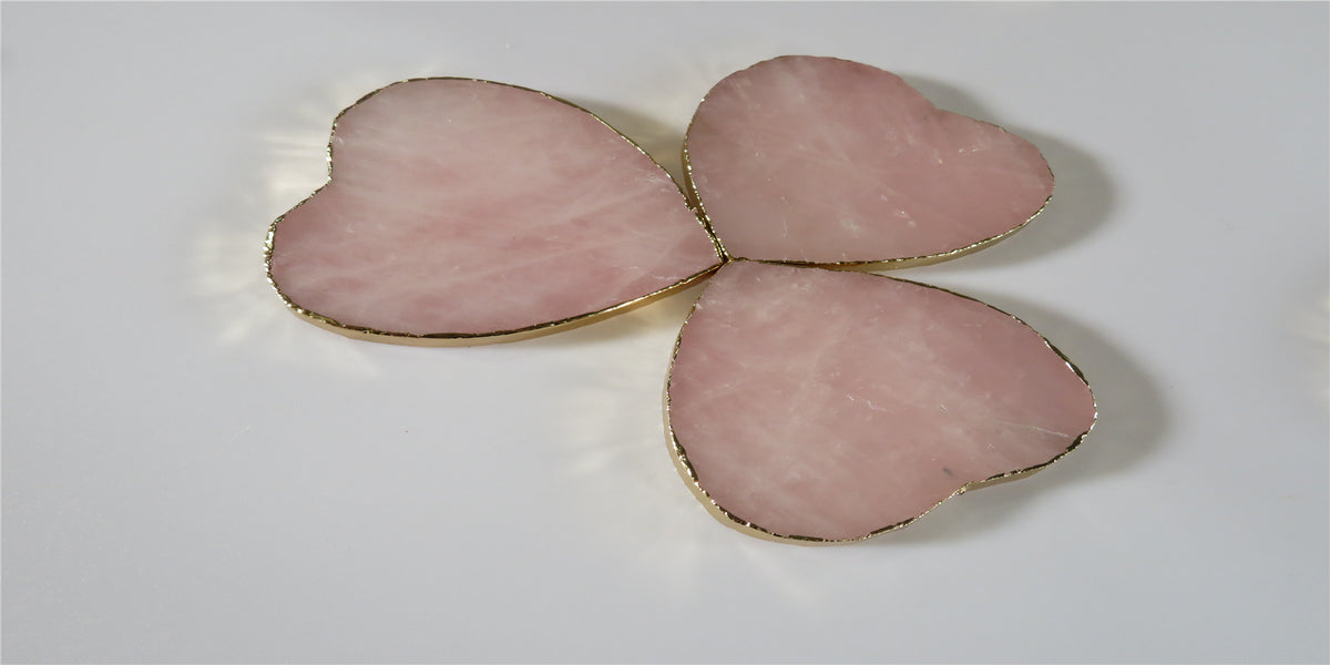 Rose quartz crystal coaster, view 2