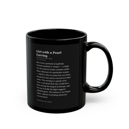 #25 Girl with a Pearl Earring mug — the story of the painting, on the face the drinker reads