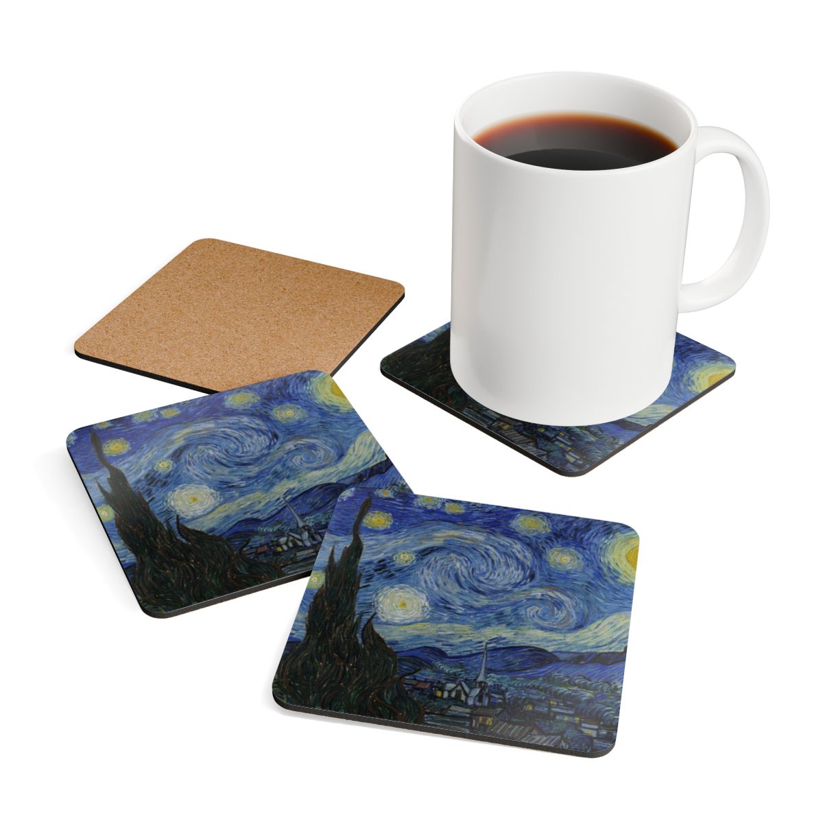 #27 The Starry Night — the set of four on a table