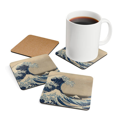 #29 Under the Wave off Kanagawa — the set of four on a table