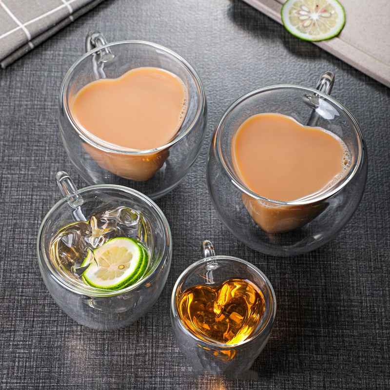 Heart-shaped glass tumbler