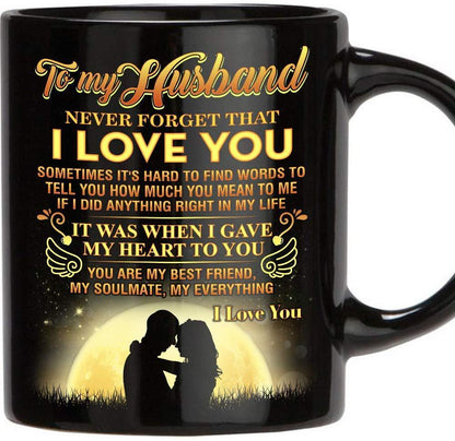 Black ceramic coffee mug, view 3