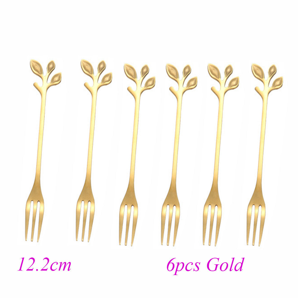 Leaf dessert forks, set of six