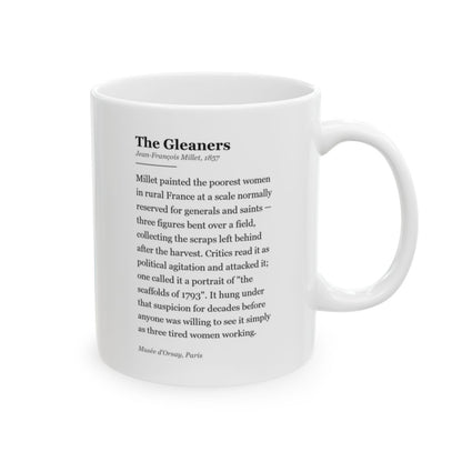 #33 The Gleaners mug — the story of the painting, on the face the drinker reads
