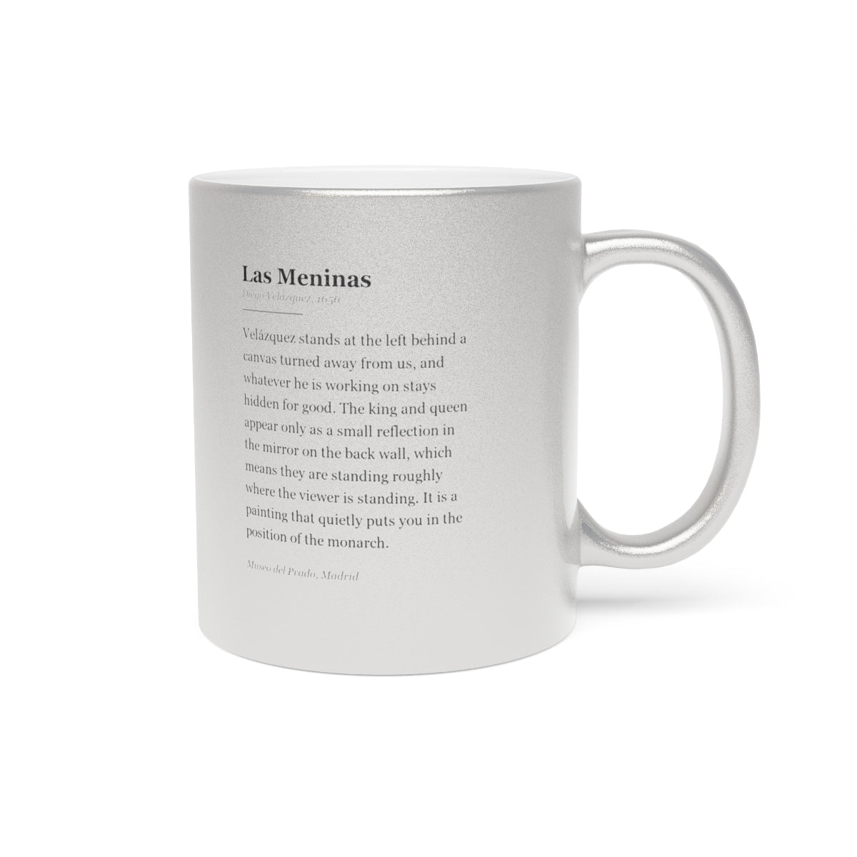 #35 Las Meninas mug — the story of the painting, on the face the drinker reads