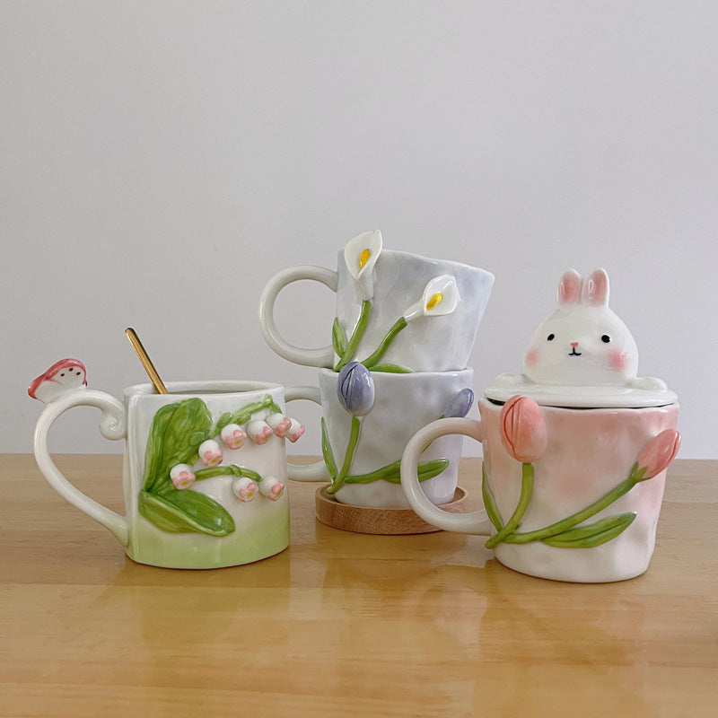Floral tulip mug, view 2