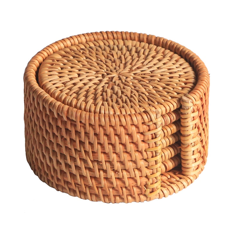Rattan woven square coaster, view 2