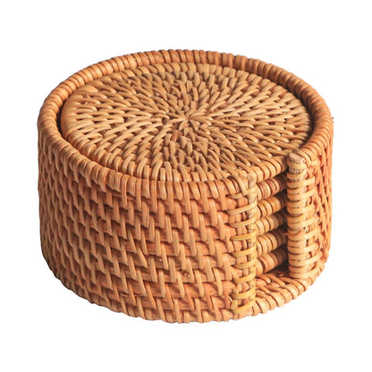 Rattan woven square coaster, view 2
